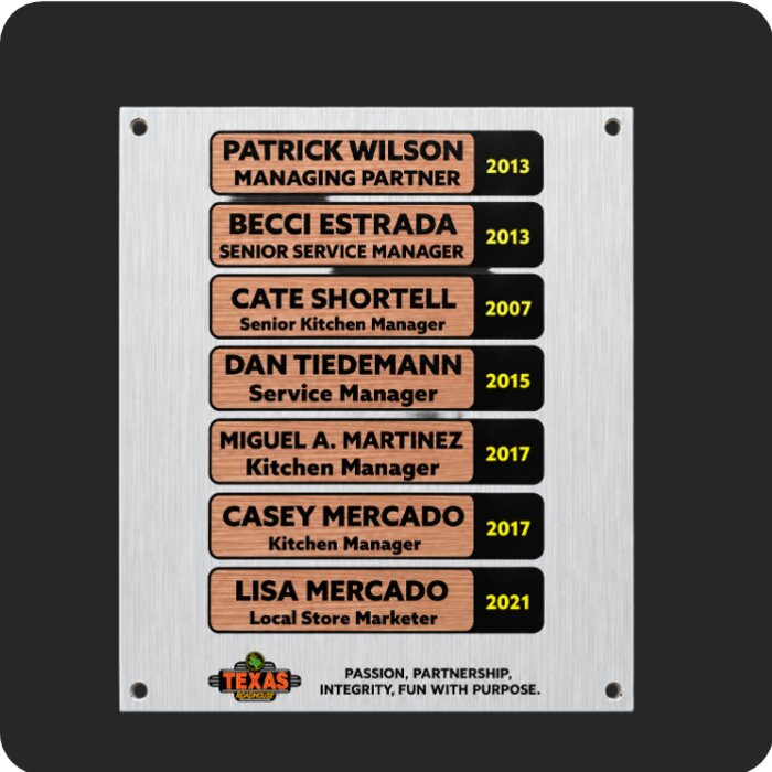 Laser engraved staff recognition name plaque