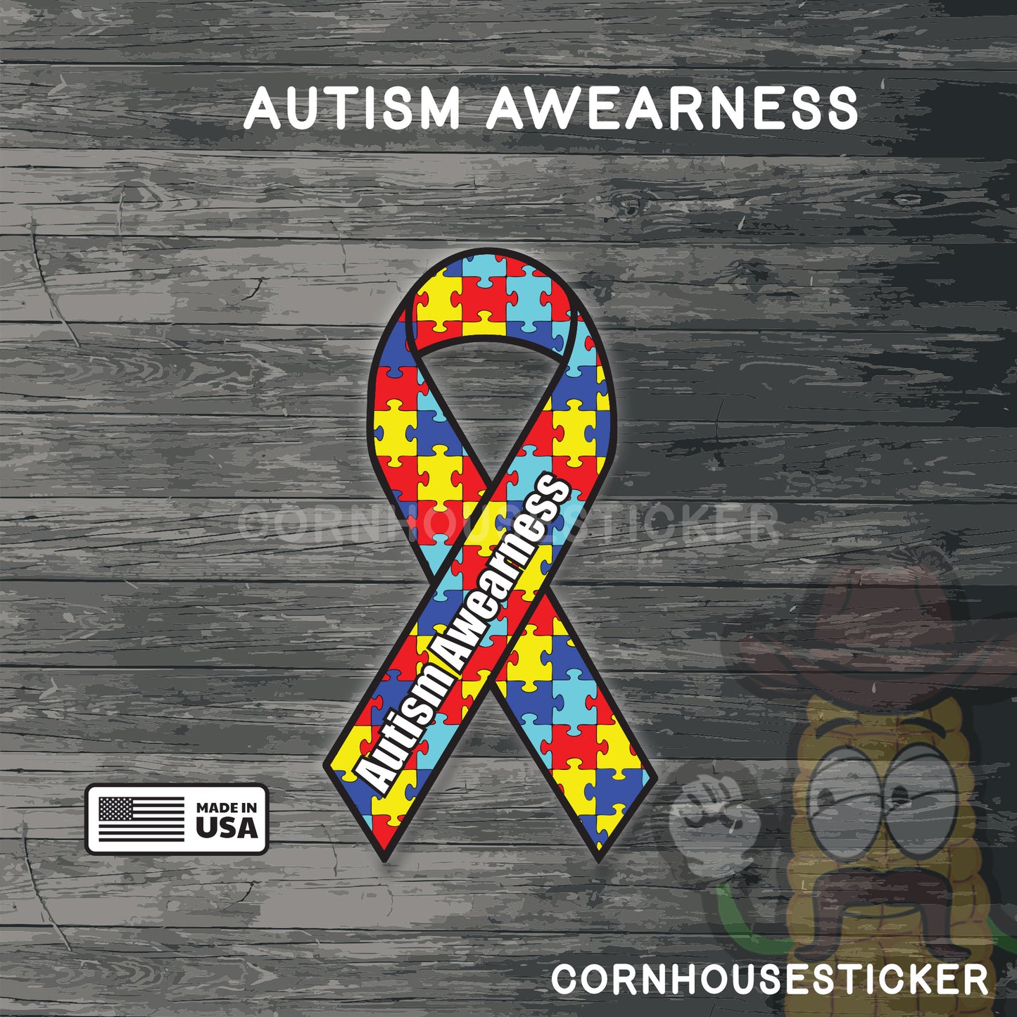 Autism awareness ribbon | Durable, Weatherproof Vinyl Decal