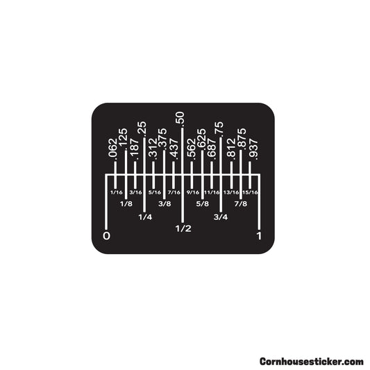Tape Measure Fraction to Decimal conversion Decal