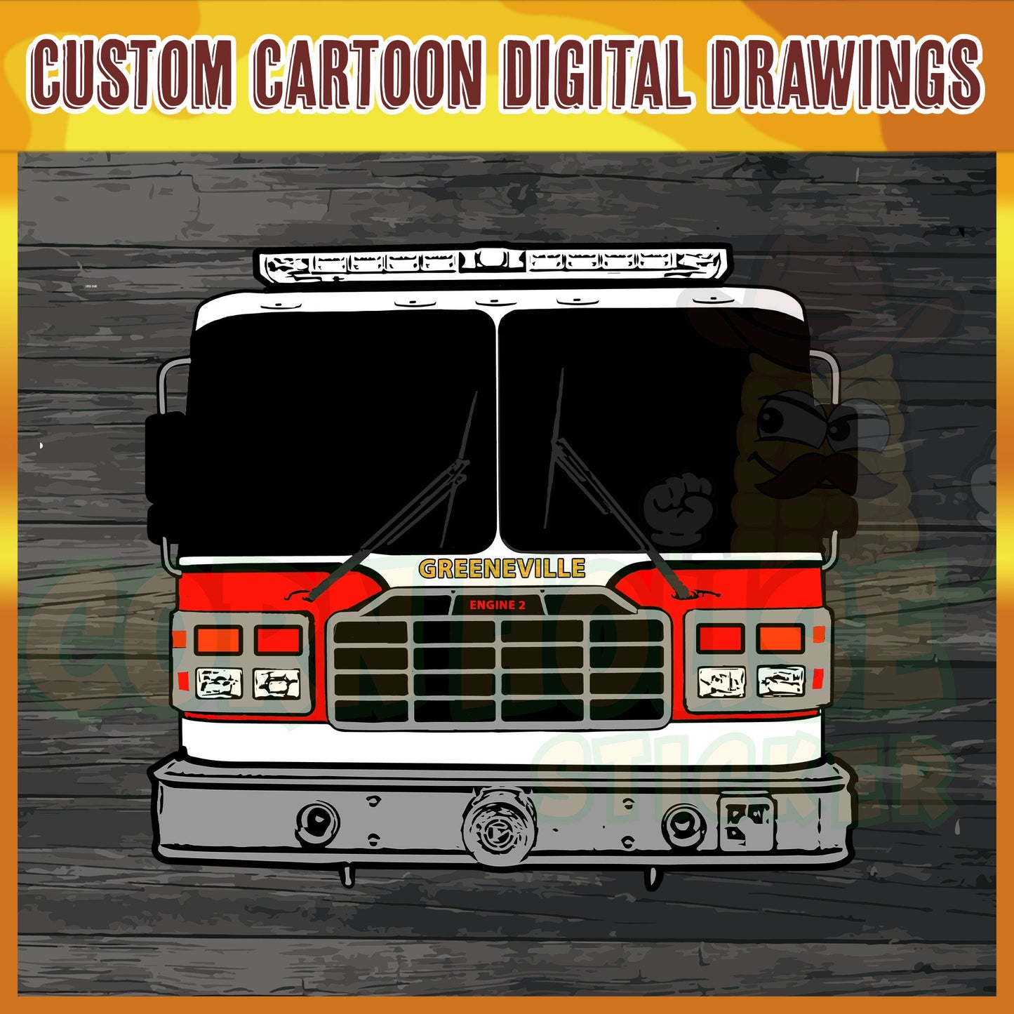 Cartoon Fire apparatus or Emergency response vehicles.